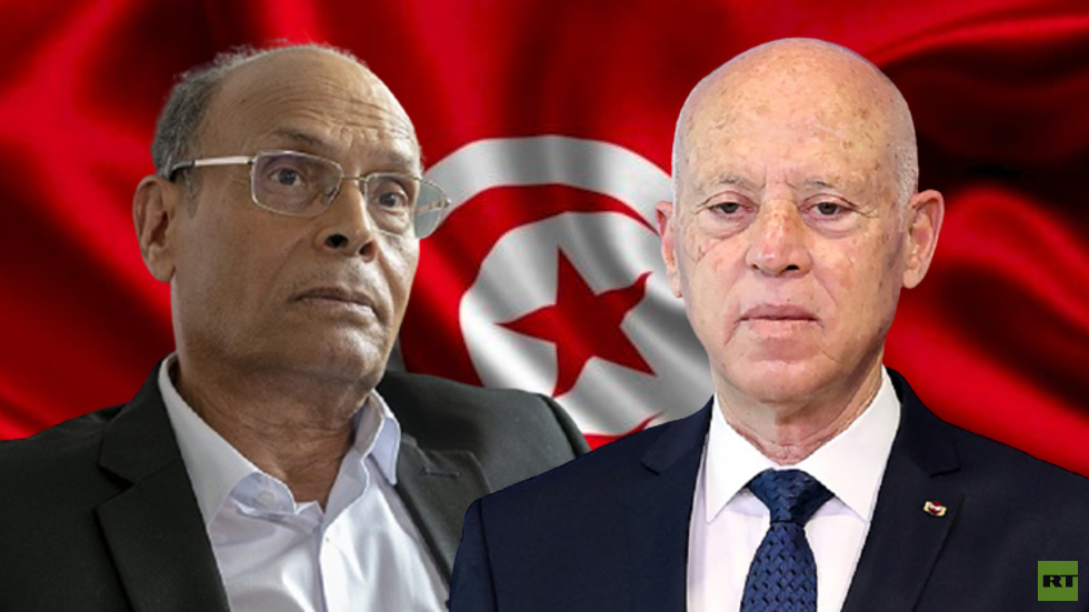الرئيس التونسي قيس سعيد والرئيس السابق منصف المرزوقي