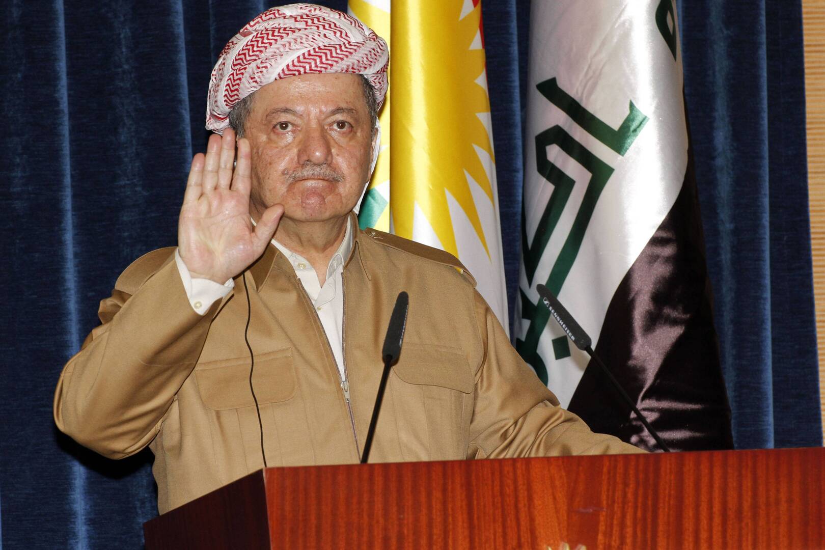 زعيم الحرب الدميقراطي الكردستاني في العراق، مسعود بارزاني