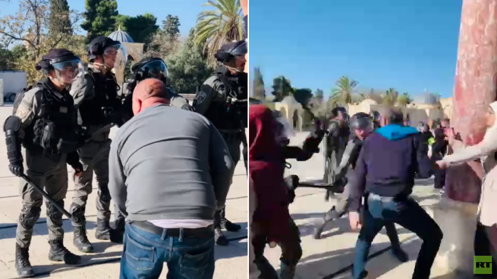 بالفيديو.. القوات الإسرائيلية تعتدي بعنف على الشبان في ساحات المسجد الأقصى