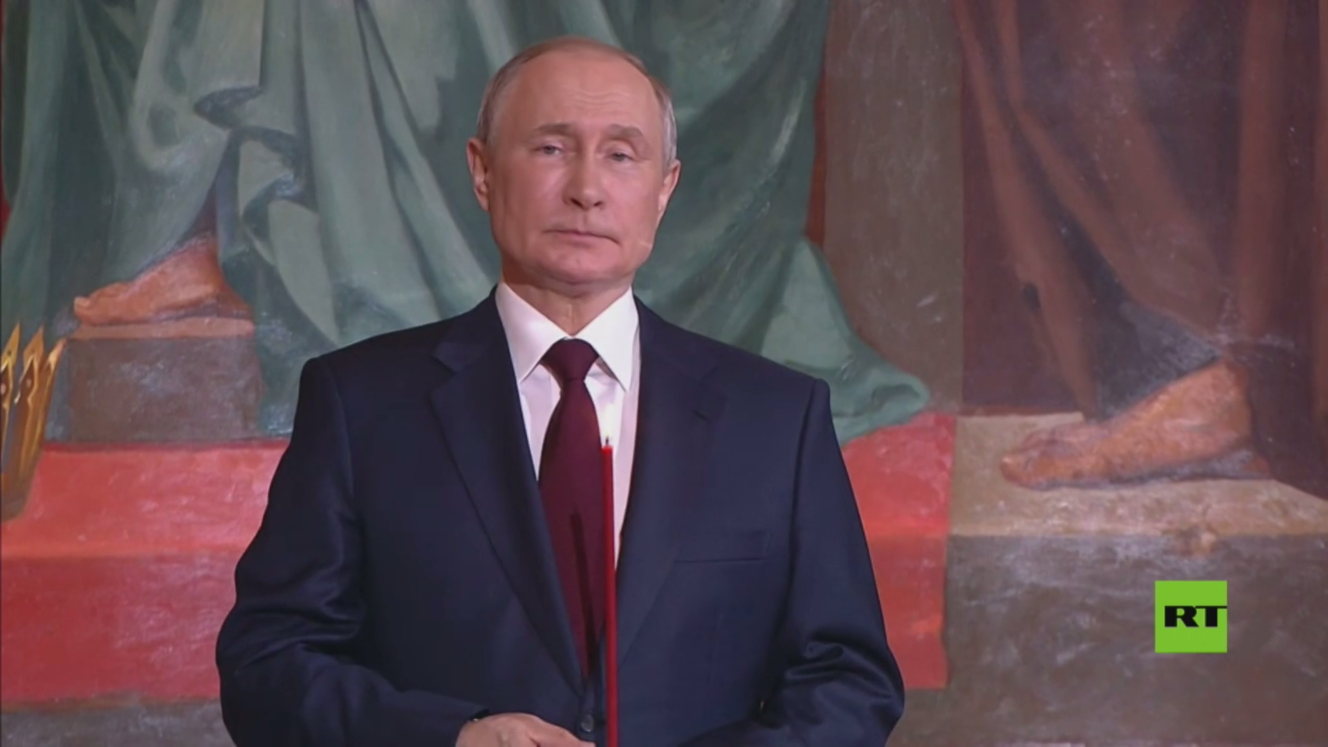 بالفيديو.. الرئيس بوتين يحضر قداس العيد في كاتدرائية المسيح المخلص في موسكو