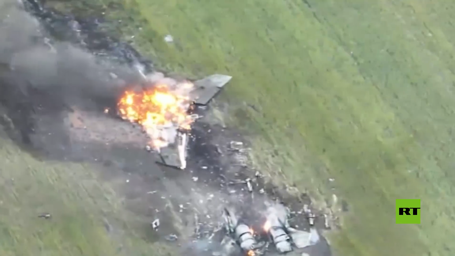 الدفاع الروسية تظهر لقطات لمقاتلة ميغ-29 الأوكرانية المدمرة