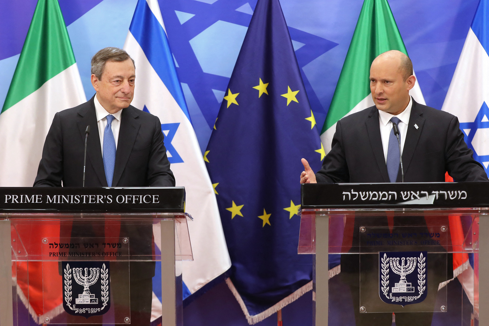 رئيس الوزراء الإسرائيلي يبحث مع نظيره الإيطالي ملف تصدير الغاز الطبيعي إلى أوروبا