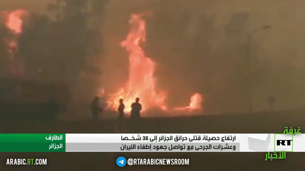 ارتفاع حصيلة قتلى حرائق الجزائر إلى 38 شخصا وعشرات الجرحى مع تواصل جهود إطفاء النيران