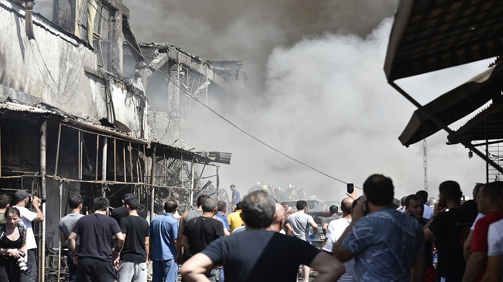 لحظة انفجار بمركز تجاري في يريفان