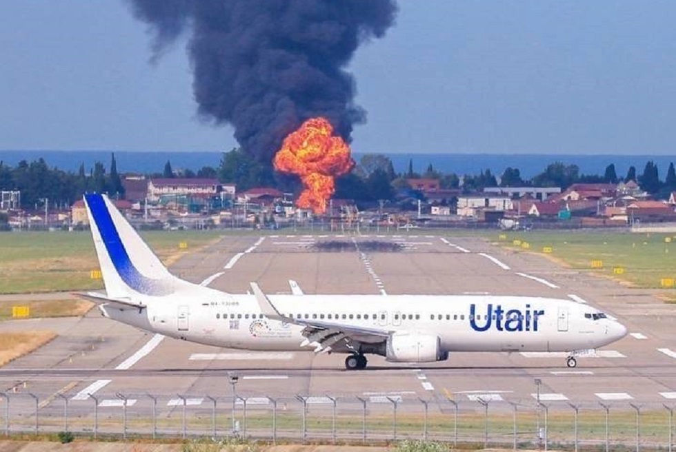 روسيا.. حريق في منطقة مطار سوتشي الدولي