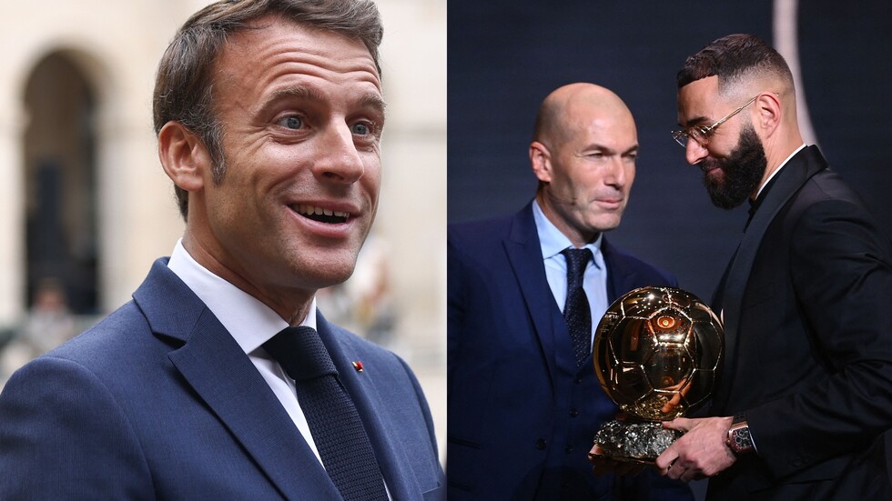 ماكرون يهنئ بنزيما بحرفين ورقم