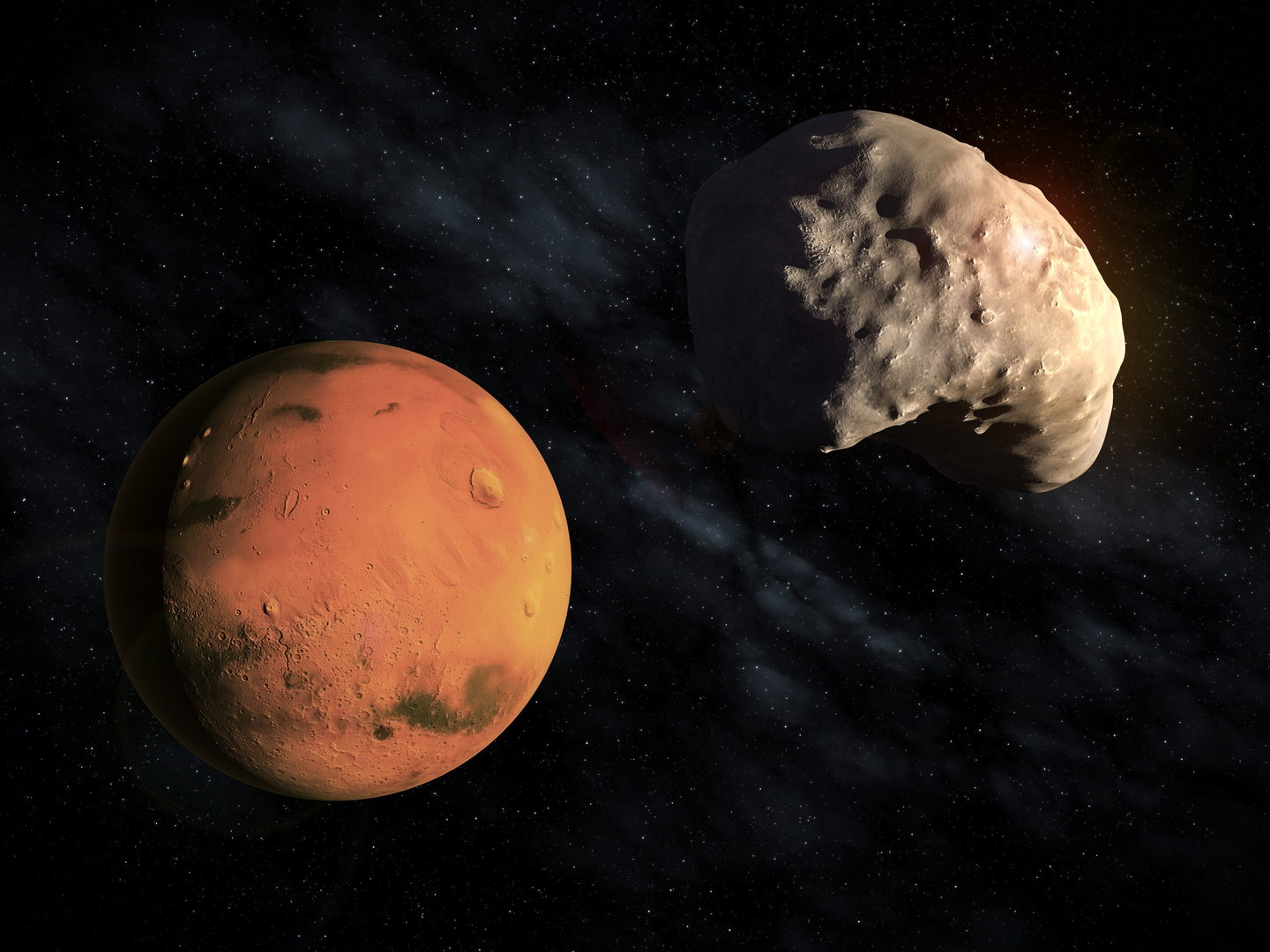 رصد ظاهرة نادرة تُطهر قمر المريخ الأصغر في النظام الشمسي وهو يحجب المشتري وأقماره