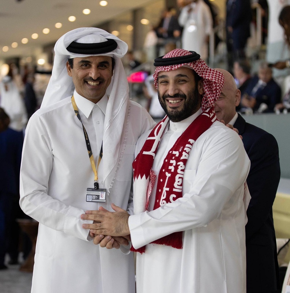 ولي العهد السعودي الأمير محمد بن سلمان، خلال حضوره فعاليات افتتاح كأس العالم في قطر