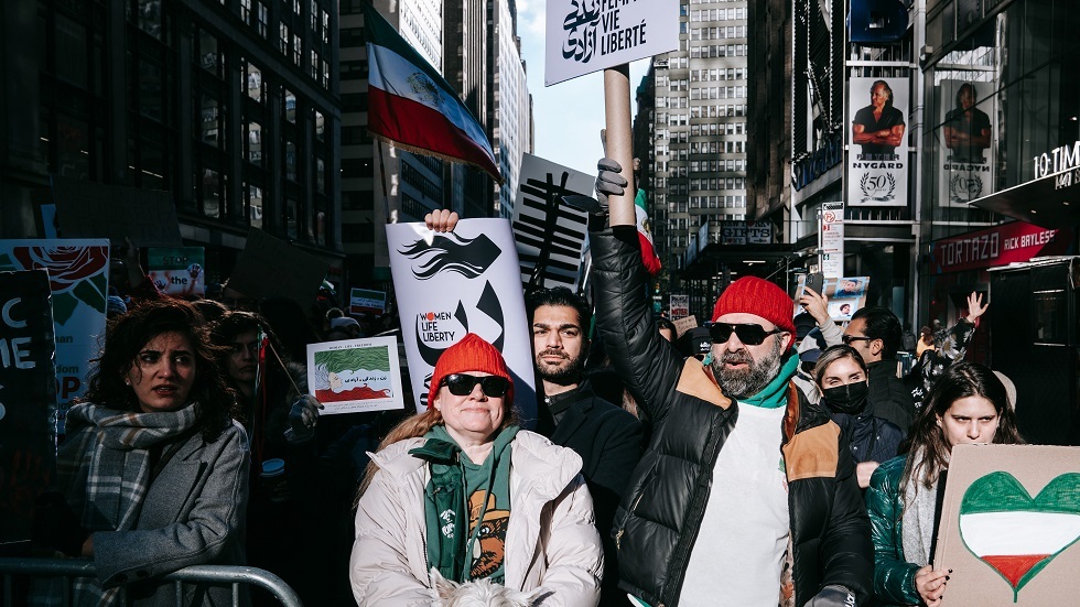 جانب من مظاهرات في مدينة نيويورك دعما لاحتجاجات إيران