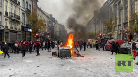 الفوضى تسود في شوارع بروكسل بعد فوز المغرب على بلجيكا (فيديو)