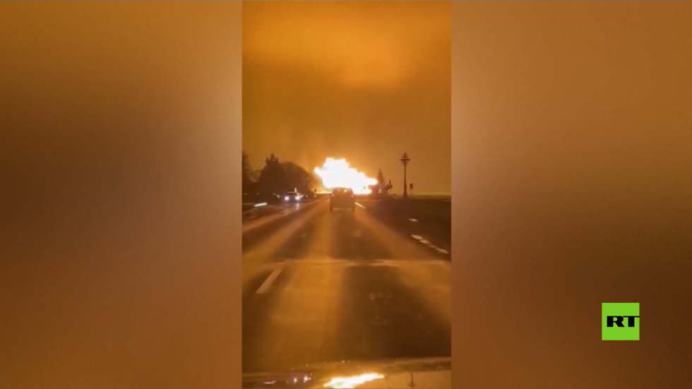 مشاهد من انفجار ضخم بخط للغاز في ليتوانيا