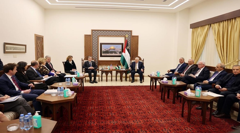الرئيس الفلسطيني محمود عباس يستقبل وزير الخارجية الأمريكي انتوني بلينكن في رام الله