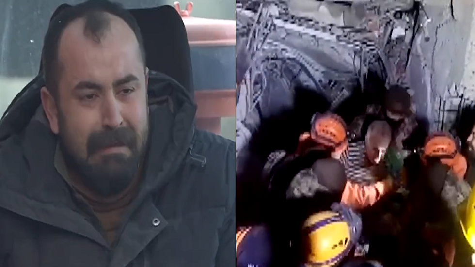 فيديو مؤثر.. دموع حفار تركي أنقذ والده المسن من تحت الأنقاض بعد 47 ساعة
