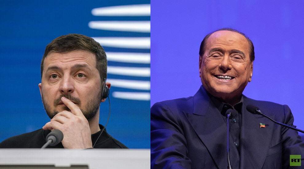 الرئيس الأوكراني فلاديمير زيلينسكي ورئيس الوزراء الأسبق سيلفيو برلسكوني