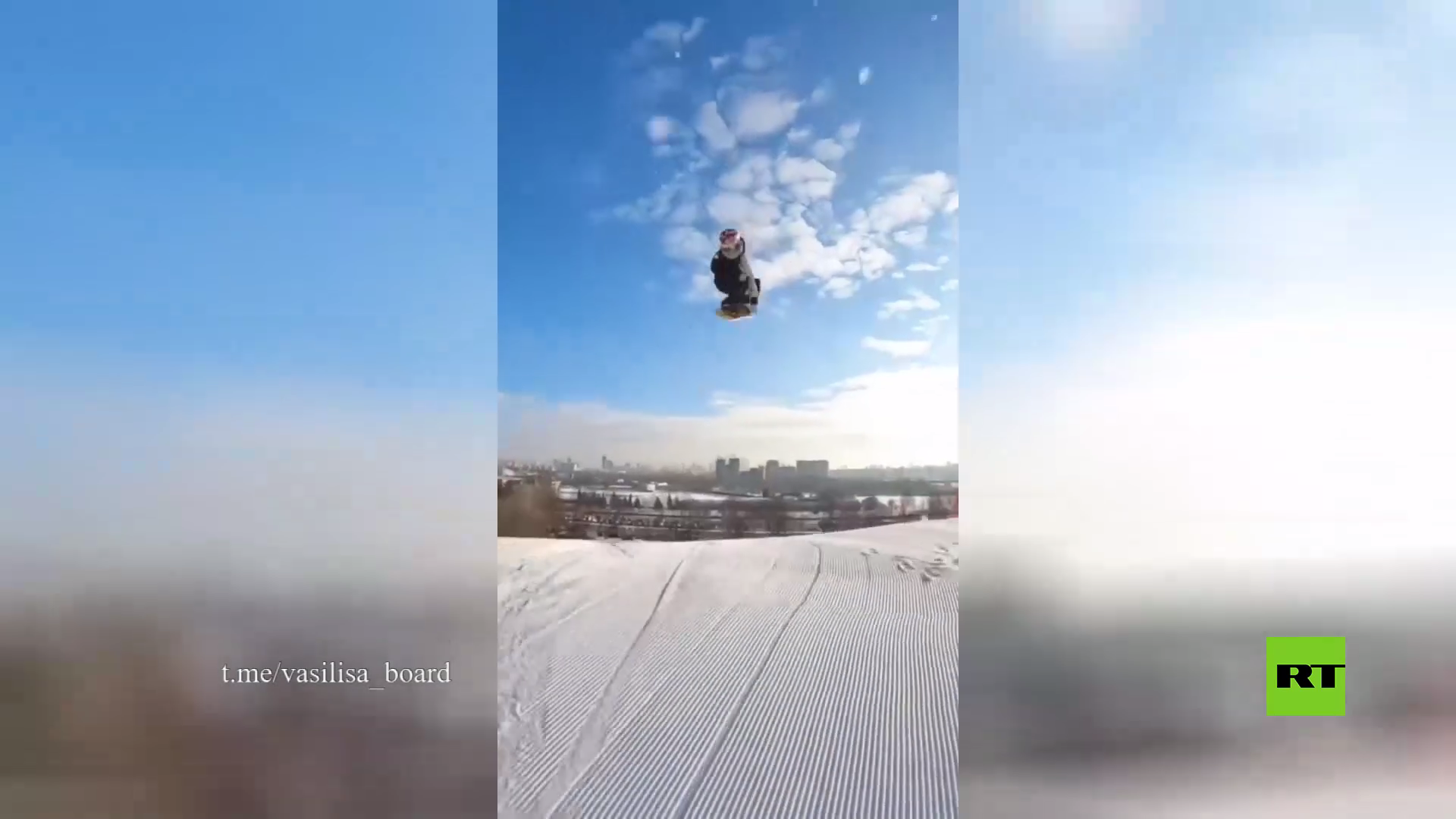 بالفيديو.. طفلة روسية تحطم رقما قياسيا في رياضة لوح الثلج