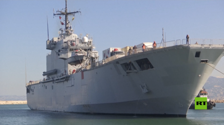 سفينة تحمل مساعدات أوروبية لسوريا ترسو في لبنان