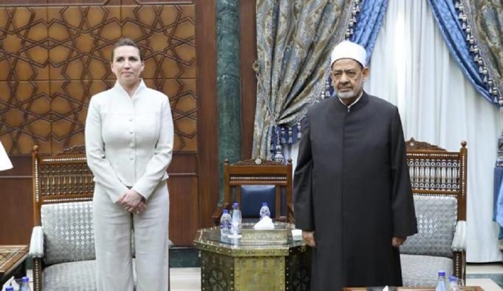 شيخ الأزهر الإمام الأكبر الدكتور أحمد الطيب، ورئيسة وزراء الدنمارك ميتي فريدريكسن