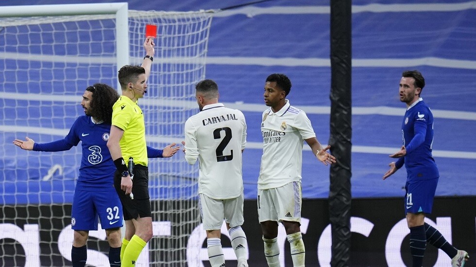 شاهد.. هدفي ريال مدريد في شباك تشيلسي وحالة طرد