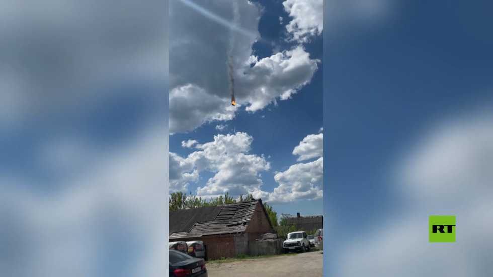 لحظة تحطم مروحية "مي-8" في مقاطعة بريانسك الروسية