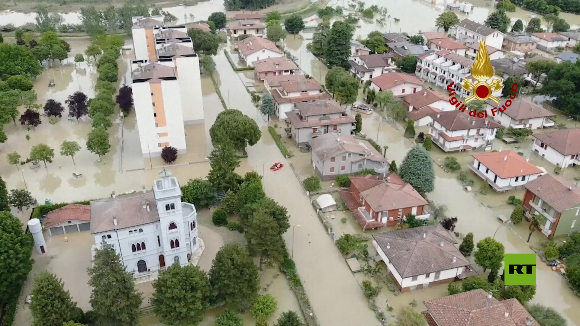 تصوير جوي يظهر حجم الفيضانات في شمال شرق إيطاليا