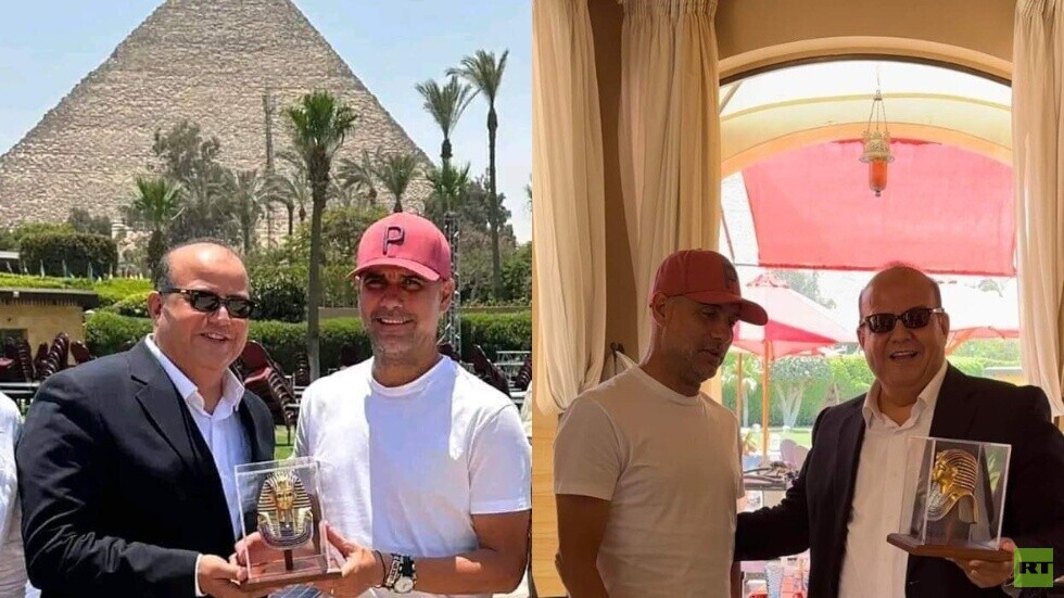 غوارديولا يزور مصر مع عائلته .. ويلتقط صورا  أمام الأهرامات