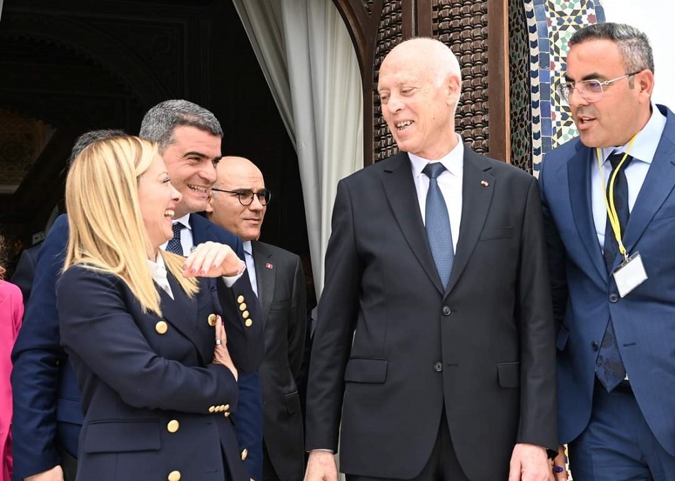 الرئيس التونسي قيس سعيد ورئيسة وزراء إيطاليا جورجيا ميلوني