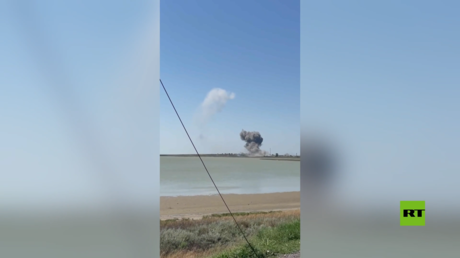 شاهد لحظة انفجار بجسر تشونغار بعد اعتداء أوكراني بصواريخ 