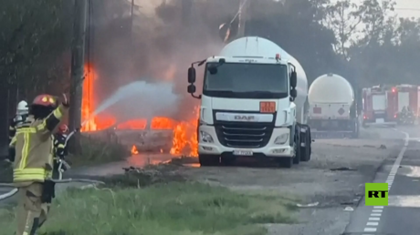 بالفيديو.. حريق هائل بمحطة غاز في رومانيا