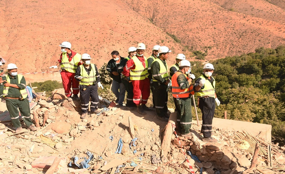 من عمليات الإنقاذ بعد زلزال المغرب - سبتمبر 2023