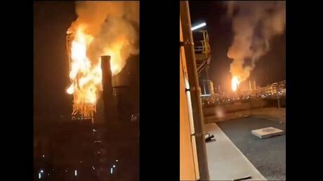 اندلاع حريق في أكبر مصافي الكويت (فيديو)