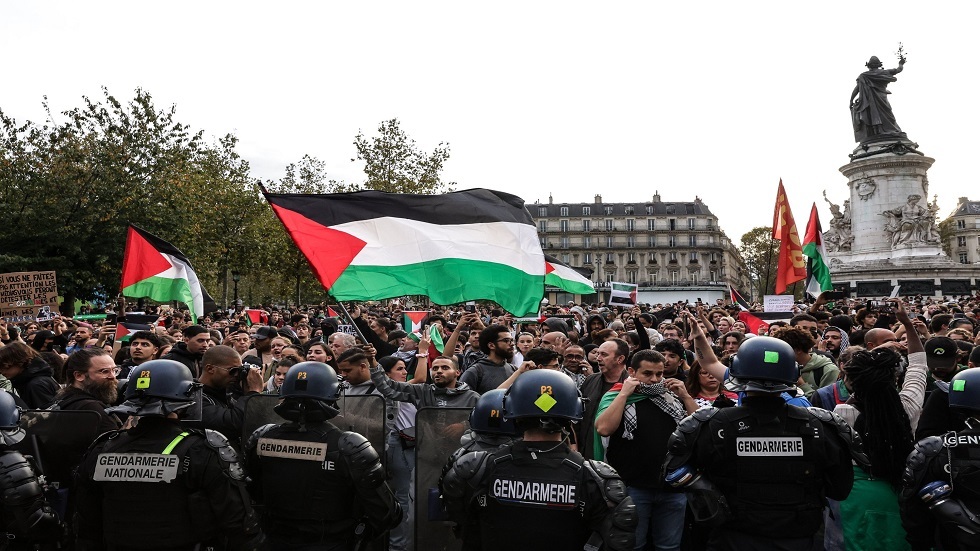 مظاهرة حاشدة في باريس نصرةً لفلسطين (فيديو)