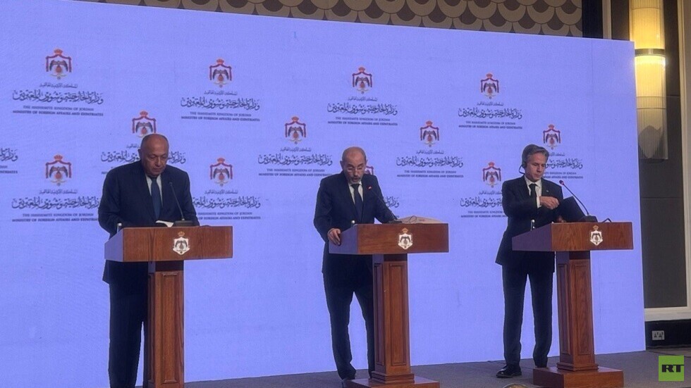 مؤتمر صحفي مشترك من عمان لوزراء خارجية الأردن ومصر والولايات المتحدة (فيديو)