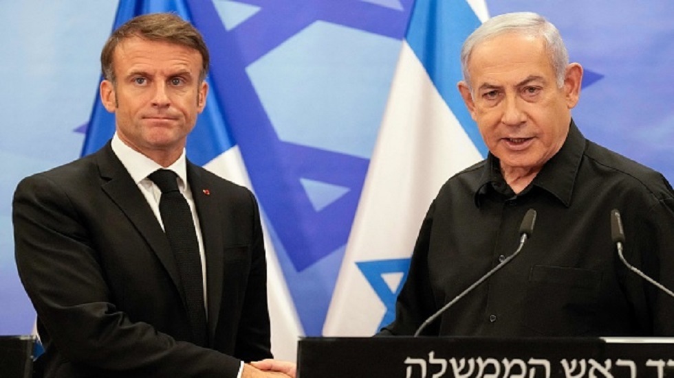 نتنياهو يرد على انتقاد ماكرون لإسرائيل لقتلها المدنيين من نساء وأطفال في قطاع غزة
