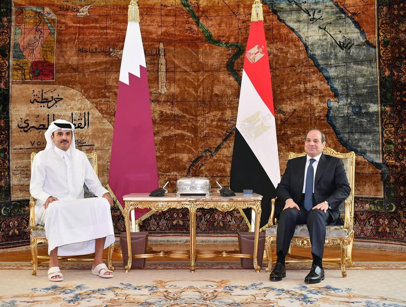 الرئيس السيسي يشكر أمير قطر الشيخ تميم