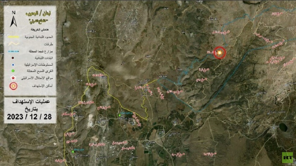حزب الله يستهدف موقع السماقة الإسرائيلي في مزارع شبعا اللبنانية