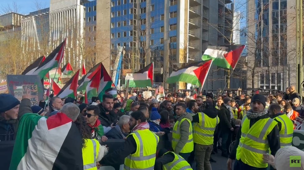 بلجيكا.. مظاهرات حاشدة وسط بروكسل للتنديد باستمرار الحرب الإسرائيلية على قطاع غزة (فيديو)