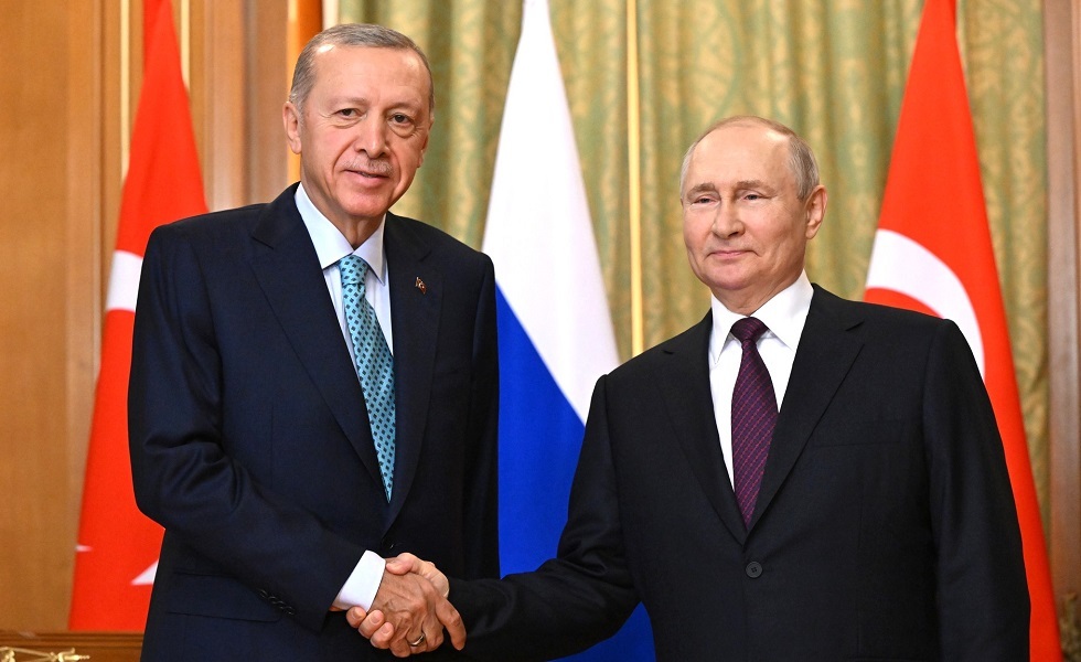 الرئيس الروسي فلاديمير بوتين ,نظيره التركي رجب طيب أردوغان