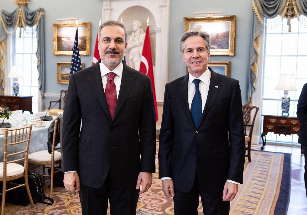 وزير الخارجية الأمريكي أنتوني بلينكن ووزير الخارجية التركي هاكان فيدان