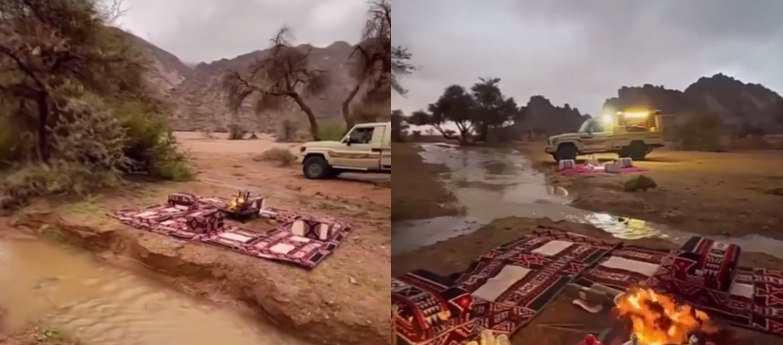 سيول عارمة وطقس قاس تتعرض له العاصمة السعودية (فيديوهات)