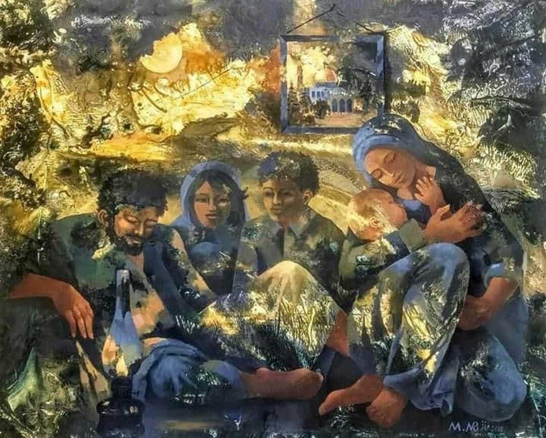 فنان فلسطيني يجسد تاريخ وتراث القضية الفلسطينية في لوحاته (صور)