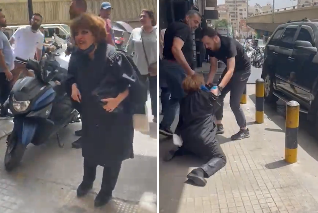 تعرض محامية للضرب والسحل أمام المحكمة في بيروت