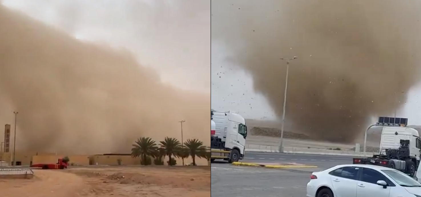 السعودية.. جدار غباري يجتاح وادي الدواسر وإعصار قمعي  يظهر شمال مدينة أبها (فيديوهات)