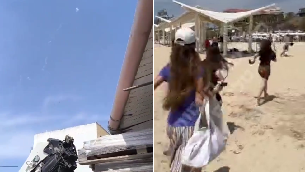 شاهد.. حالة من الهلع والذعر في تل أبيب بعد رشقة صاروخية من رفح