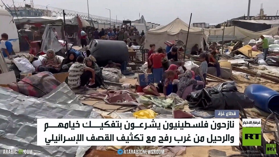 نازحون يفرون من غرب رفح هربا من القصف