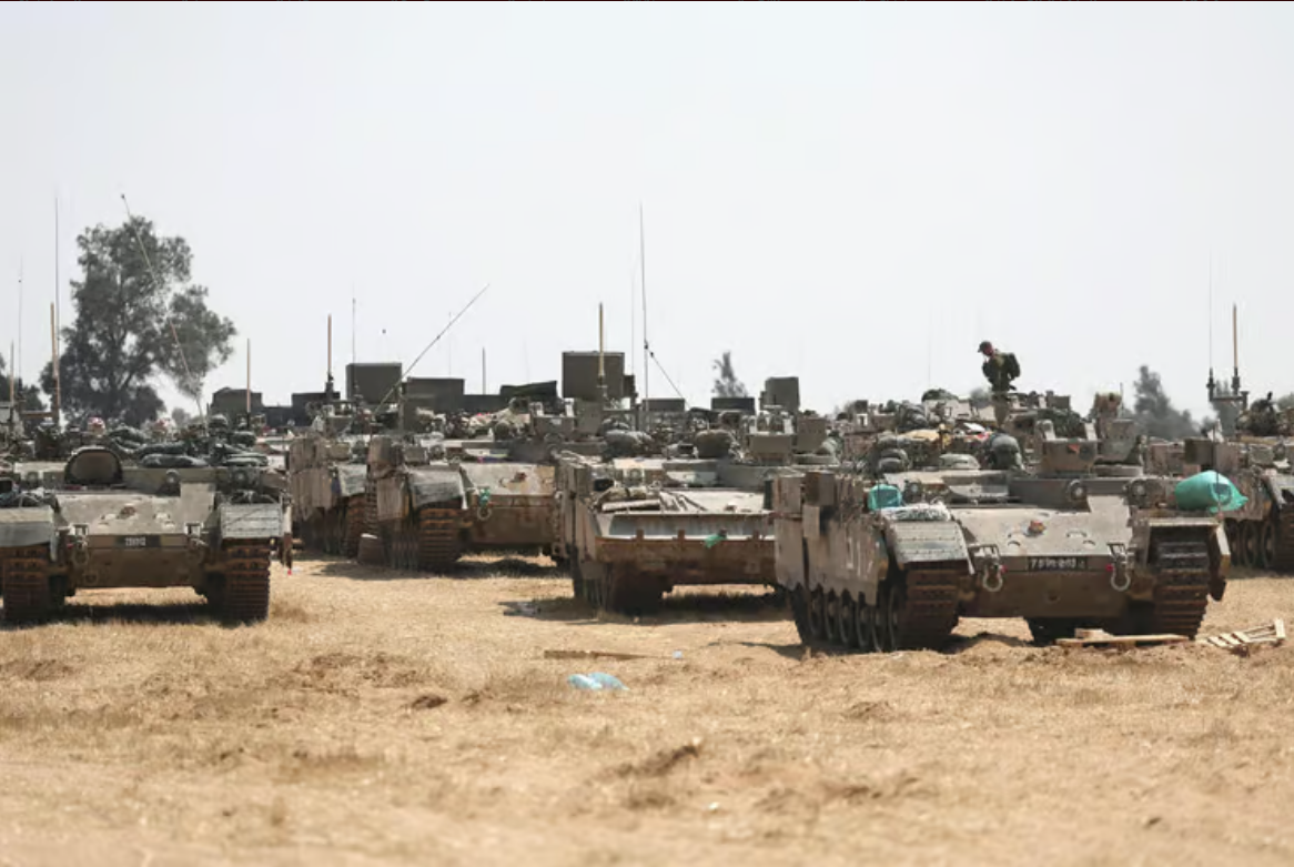 قوات الجيش الإسرائيلي على حدود غزة بالقرب من رفح، هذا الأسبوع