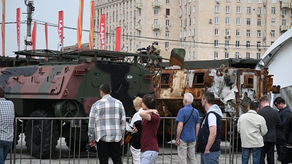 صورة أرشيفية لمعرض غنائم العملية العسكرية بمدينة موسكو