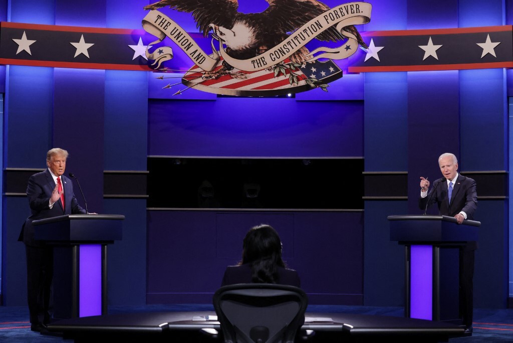 المناظرة الرئاسية بين  جو بايدن ودونالد ترامب في أكتوبر 2020.