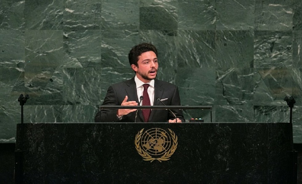ولي عهد الأردن الأمير الحسين بن عبد الله الثاني يلقي كلمة أمام الجمعية العامة للأمم المتحدة - سبتمبر 2017.