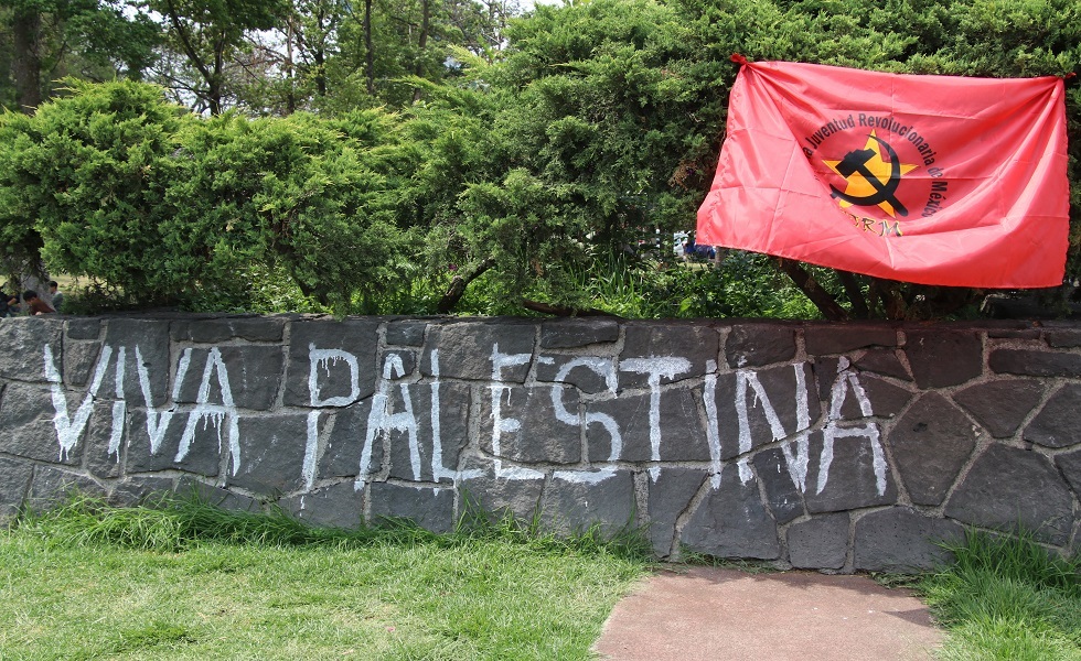 شعارت مؤيدة لفلسطين وضد العملية العسكرية الإسرائيلية - المكسيك.