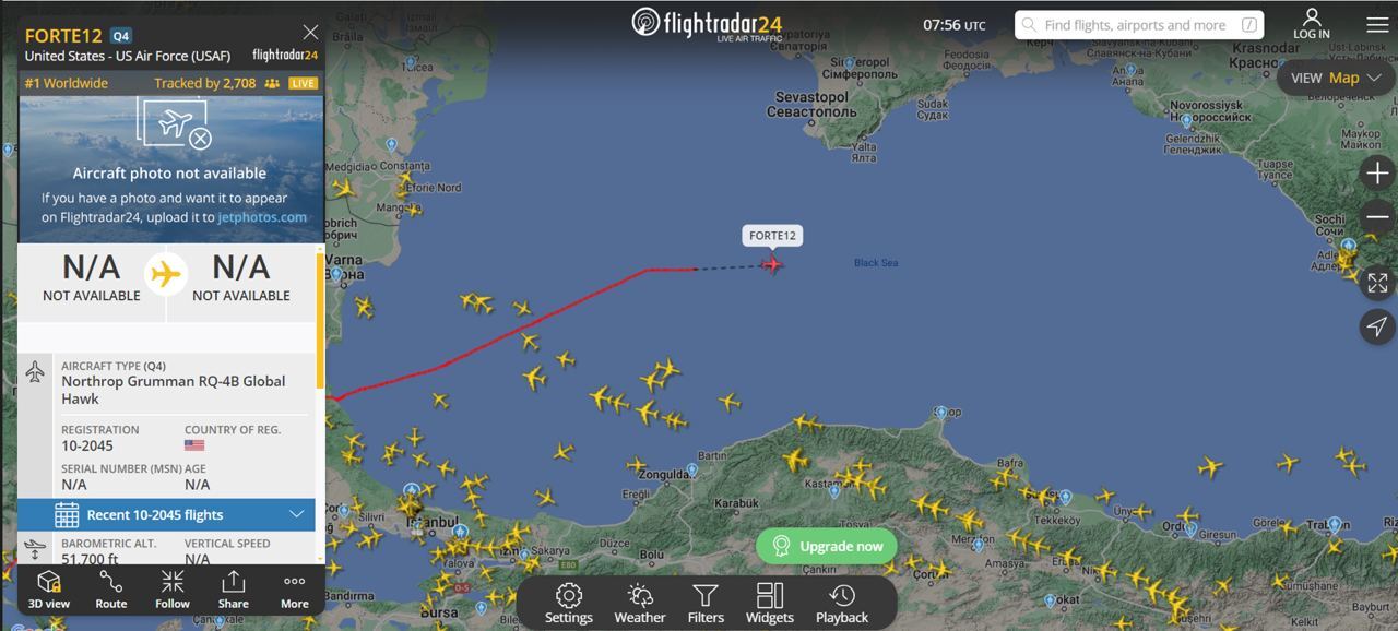 رصد طائرة أمريكية مسيرة قبالة سواحل شبه جزيرة القرم